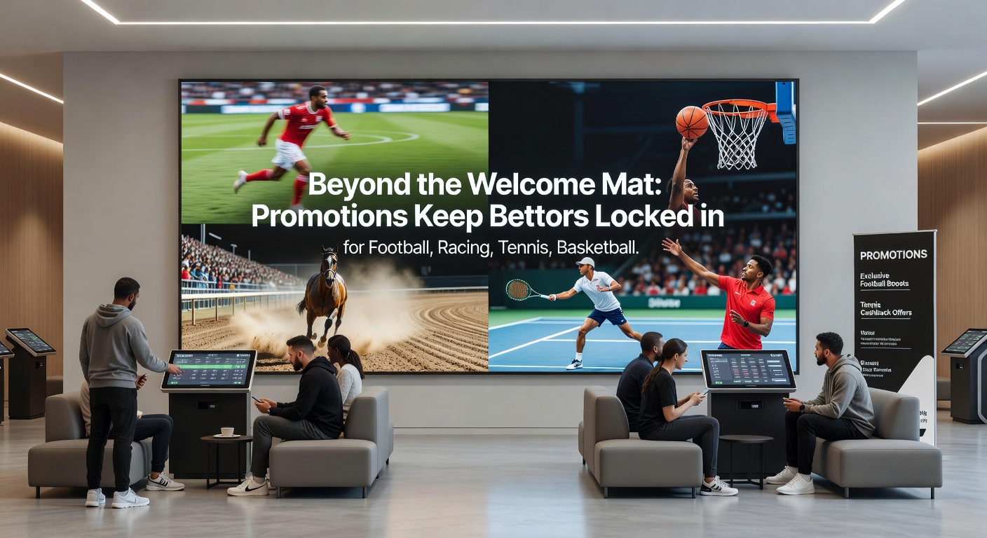 Close-up of a horse racing bet slip with reload bonus highlighted, next to a casino loyalty card showing cashback tiers for cross-sport engagement.