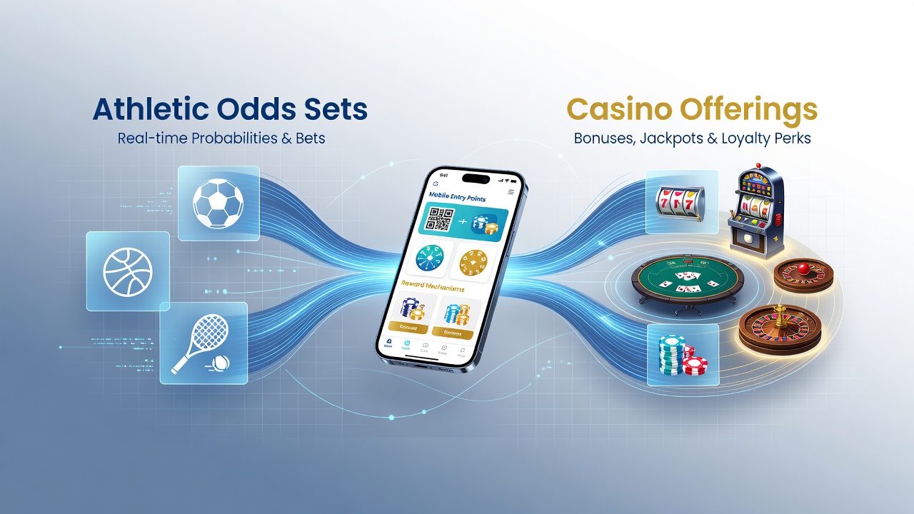 Mobile app interface showing sports odds transitioning into casino reward options