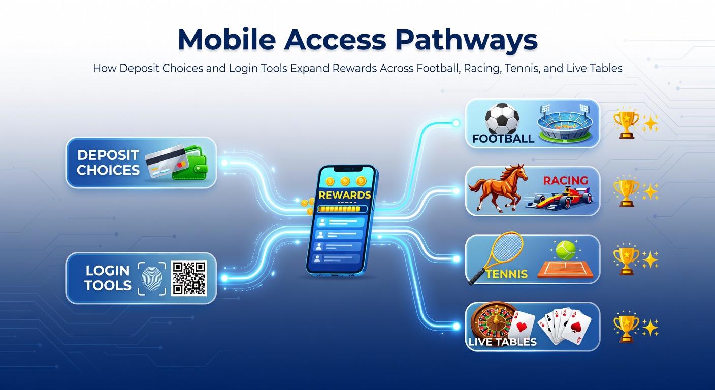 Mobile betting interface showing deposit options and login tools for sports and casino games