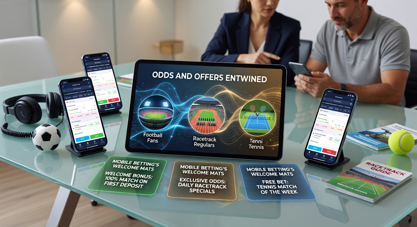Dynamic split-screen view of a horse race finish line overlaid with mobile betting app showing boosted odds, welcome free bets, and deposit match promotions tailored for racetrack enthusiasts