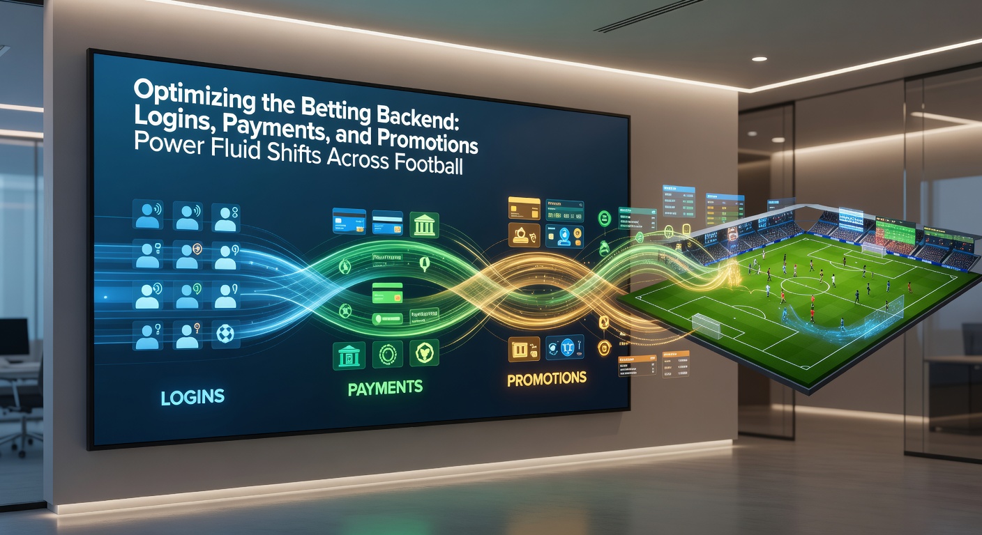 Close-up of backend server infrastructure illustrating payment pipelines, login authentication nodes, and promotional trigger systems connecting icons of football, horse racing, tennis, basketball, and live casino environments