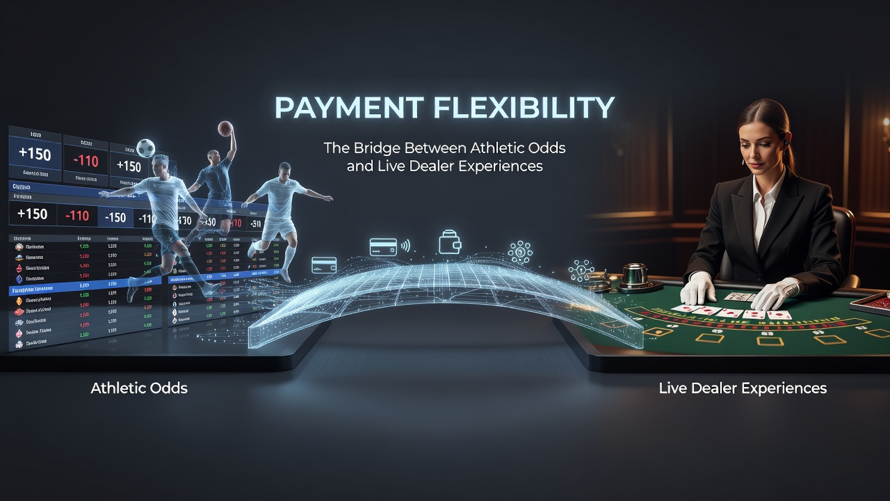 Mobile screen showing payment options bridging sports betting and live casino tables